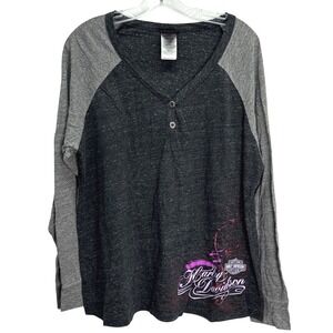 Harley Davidson Womens 1X Barnett El Paso Texas Raglan Long Sleeve T Shirt